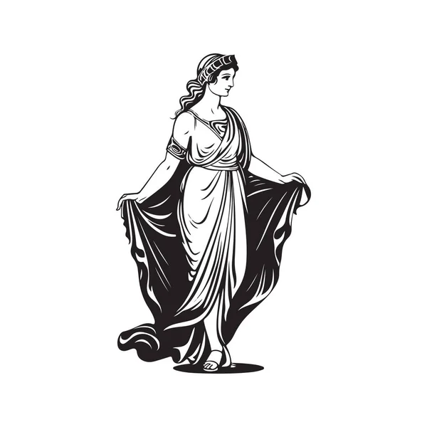 Antica Figura Greca Logo Vintage Concetto Colore Bianco Nero Illustrazione — Vettoriale Stock