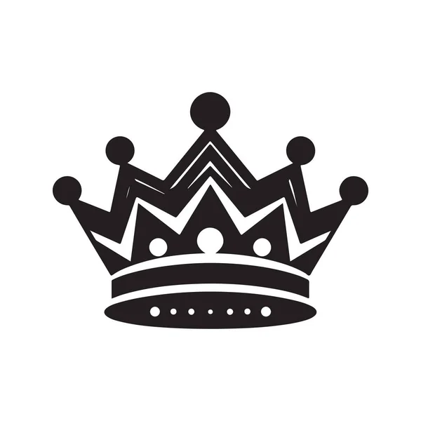 Coroa Conceito Logotipo Vintage Cor Preto Branco Ilustração Desenhada Mão —  Vetores de Stock
