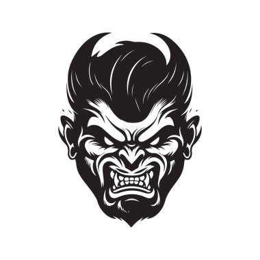 kızgın ölüm perisi, klasik logo konsepti siyah-beyaz renk, el çizimi illüstrasyon