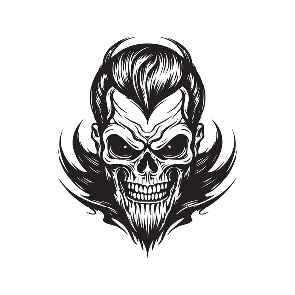 Kızgın Ölüm Perisi Klasik Logo Konsepti Siyah Beyaz Renk Çizimi — Stok Vektör