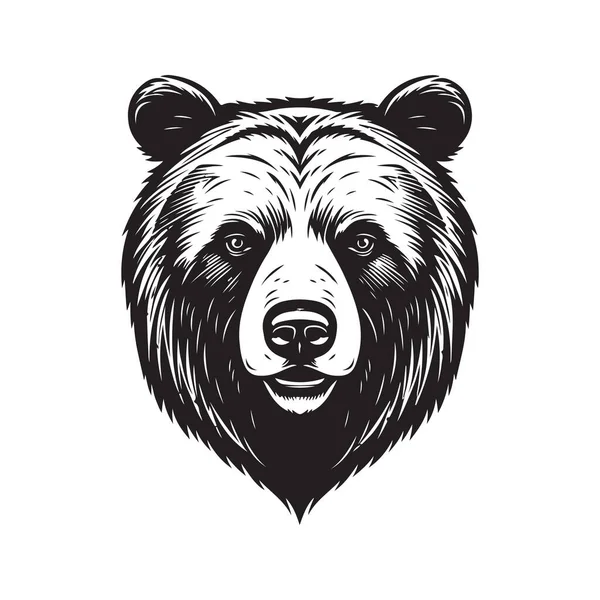 Медведь Винтажный Логотип Концепции Черно Белый Цвет Ручной Рисунок Иллюстрации — стоковый вектор