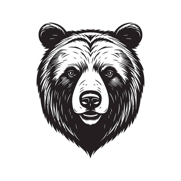 bear, vintage logo concept black and white color, hand drawn illustration