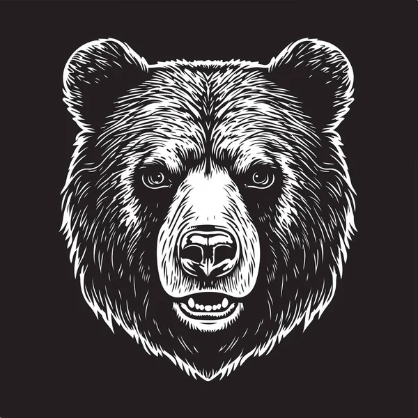 Bear Vintage Logo Concept Black White Color Hand Drawn Illustration — Stock Vector