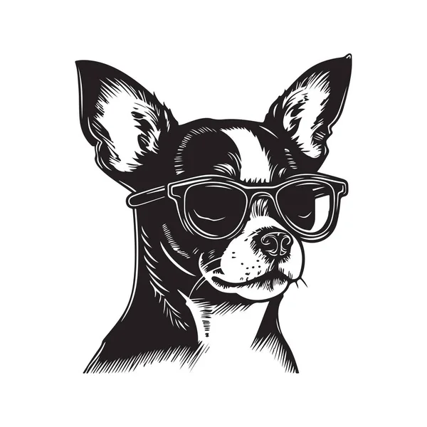 Καλοκαίρι Chihuahua Vintage Λογότυπο Έννοια Μαύρο Και Άσπρο Χρώμα Ζωγραφισμένα — Διανυσματικό Αρχείο