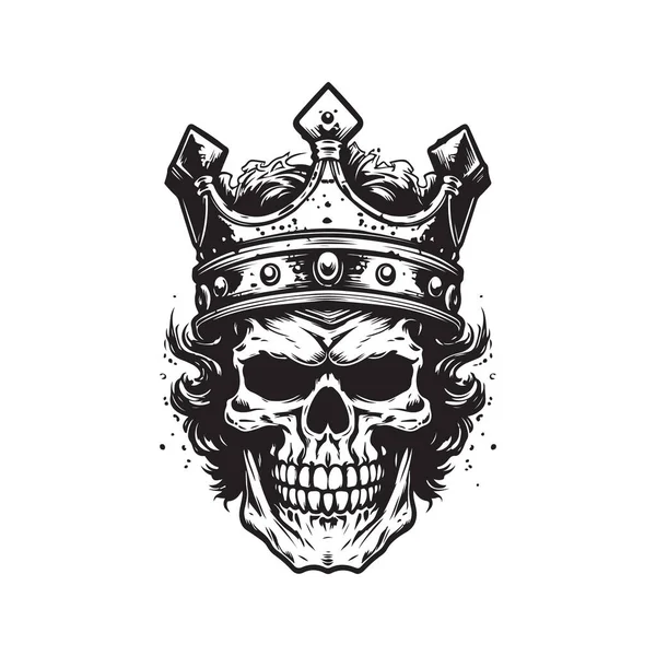 Rei Morto Vivo Conceito Logotipo Vintage Cor Preto Branco Ilustração — Vetor de Stock