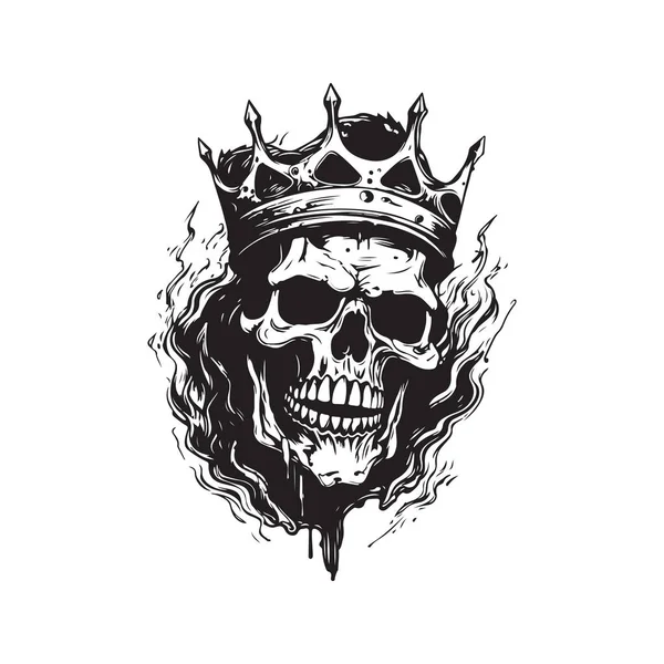 Неживий Король Вінтажний Логотип Концепції Чорно Білого Кольору Намальована Рука — стоковий вектор