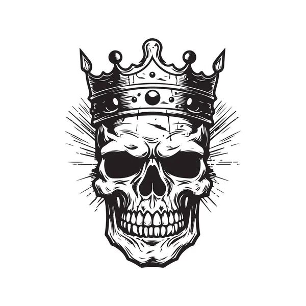 アンデッドキングヴィンテージロゴのコンセプト黒と白手描きイラスト — ストックベクタ