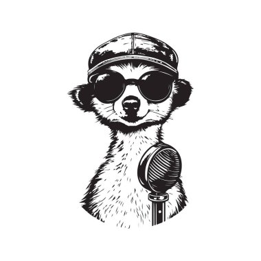 mirket rock yıldızı, klasik logo konsepti siyah-beyaz renk, el çizimi illüstrasyon