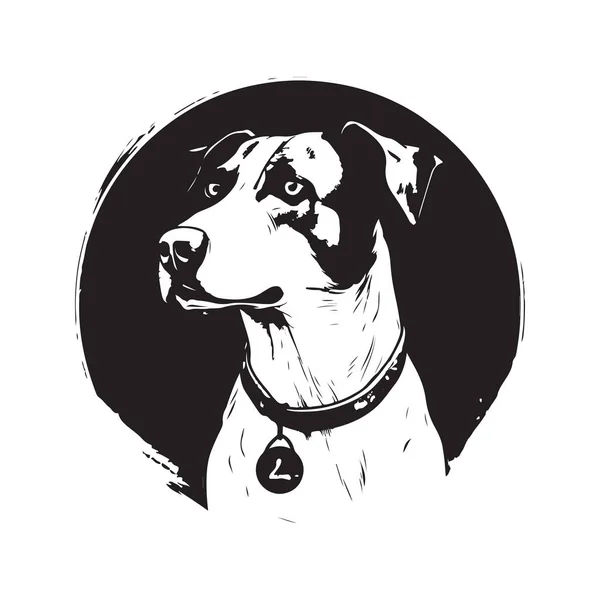 Hund Vintage Logo Konzept Schwarz Weiß Handgezeichnete Illustration — Stockvektor