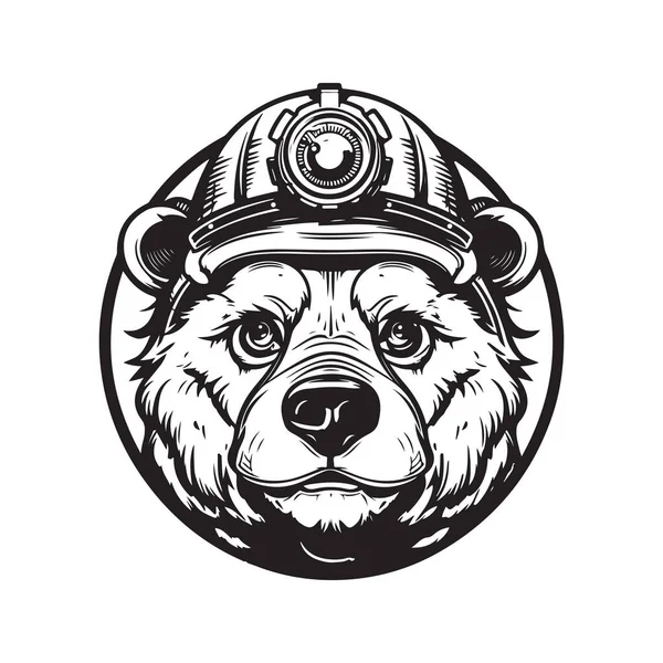 Медведь Zepplin Винтажный Логотип Концепции Черно Белый Цвет Ручной Рисунок — стоковый вектор