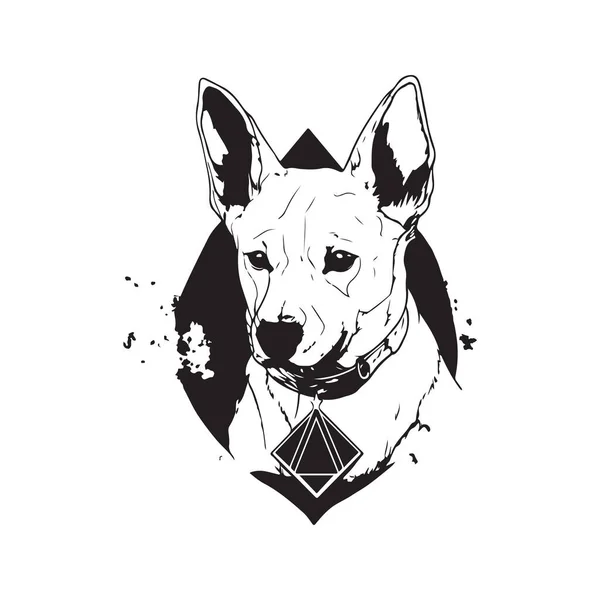 Σκύλος Vintage Λογότυπο Έννοια Μαύρο Και Άσπρο Χρώμα Ζωγραφισμένα Στο — Διανυσματικό Αρχείο