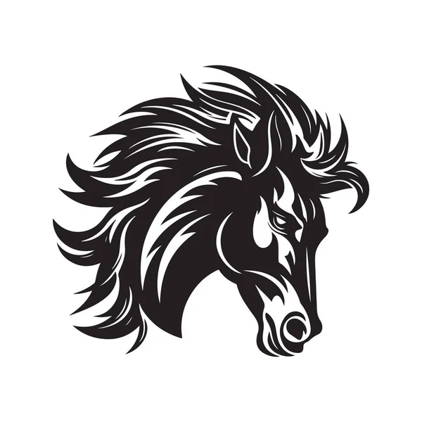 Сердитый Кольт Винтажный Логотип Линия Художественная Концепция Черно Белый Цвет — стоковый вектор