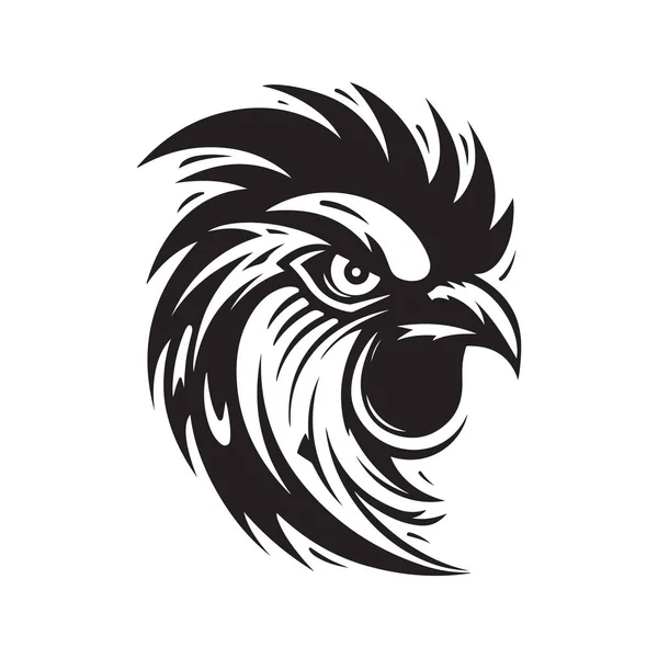 Coléreux Coq Vintage Logo Ligne Art Concept Noir Blanc Couleur — Image vectorielle