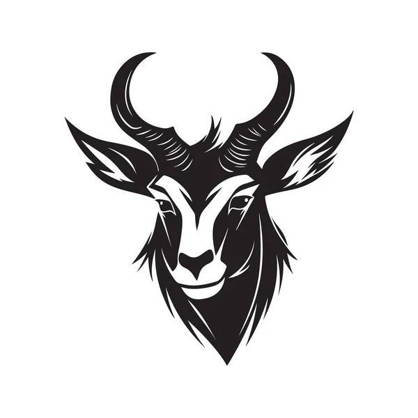 Zły Waterbuck Vintage Logo Linii Sztuki Koncepcja Czarno Biały Kolor — Wektor stockowy