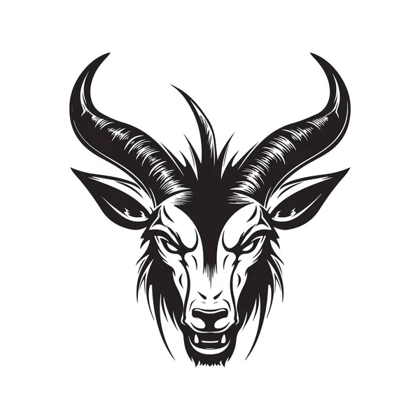 Fâché Springbok Vintage Logo Ligne Art Concept Noir Blanc Couleur — Image vectorielle