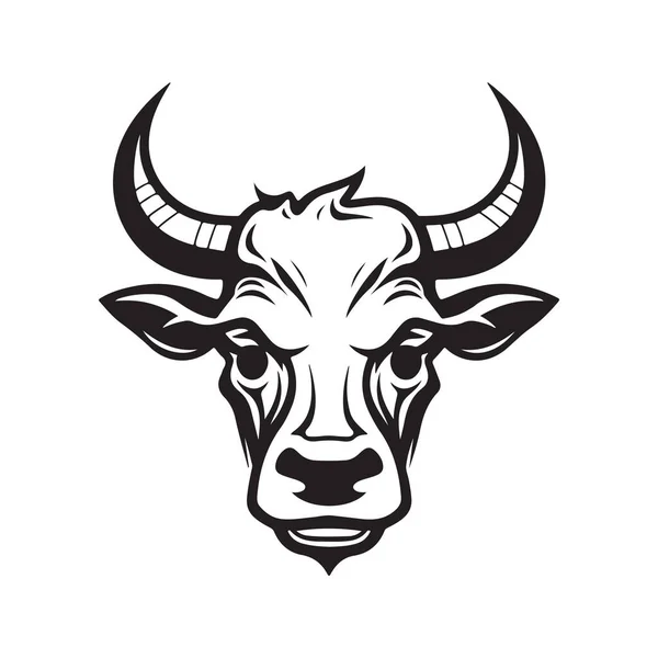 Wütend Zebu Vintage Logo Line Art Concept Schwarz Weiß Farbe — Stockvektor