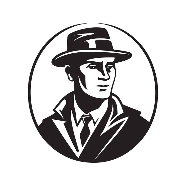 Assistent Vintage Logo Line Art Concept Schwarz Weiß Farbe Handgezeichnete — Stockvektor