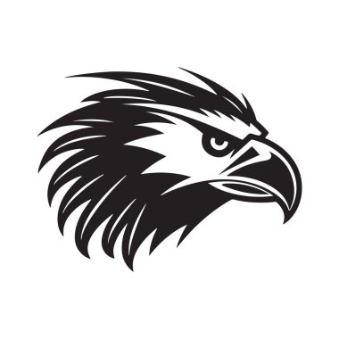 kartal, klasik logo çizgisi sanat konsepti siyah-beyaz renk, el çizimi illüstrasyon