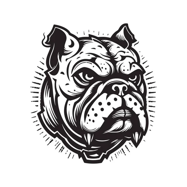 Bulldog Monster Vintage Logo Linje Konst Koncept Svart Och Vit — Stock vektor
