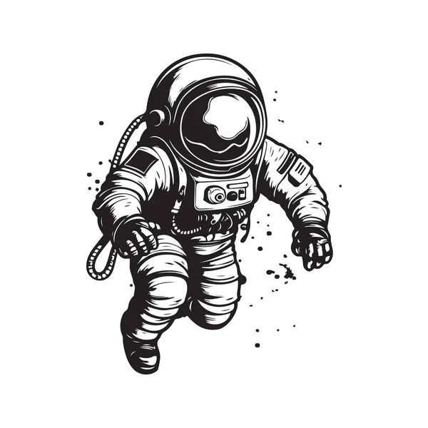 Astronauta Dos Desenhos Animados Conceito Arte Linha Logotipo Vintage Cor — Vetor de Stock