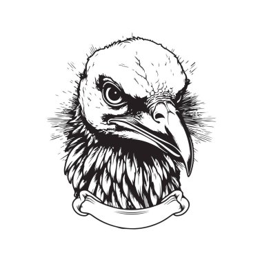 Akbaba, klasik logo çizgisi sanat konsepti siyah beyaz renk, el çizimi illüstrasyon