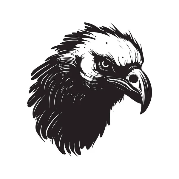 Vulture Vintage Logo Line Art Concept Black White Color Hand — Stock Vector