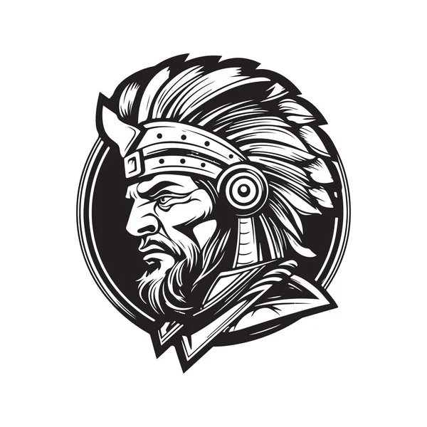 Warrior Thief Vintage Logo Line Art Concept Black White Color — Stock Vector
