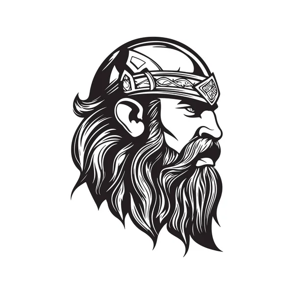 Воин Бородой Винтажный Логотип Линии Художественной Концепции Черно Белый Цвет — стоковый вектор