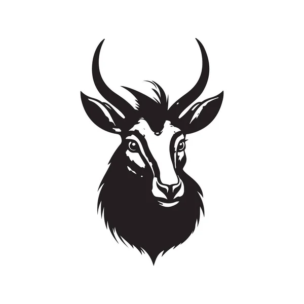 Maskotka Waterbuck Vintage Logo Linii Sztuki Koncepcja Czarno Biały Kolor — Wektor stockowy