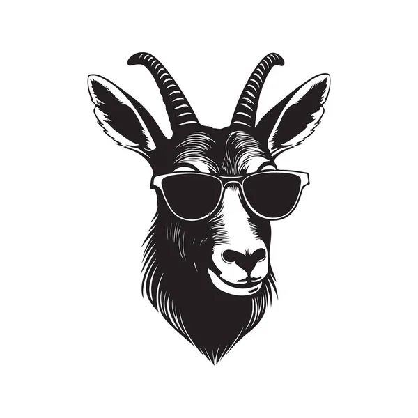 Waterbuck Носить Солнцезащитные Очки Винтажный Логотип Линии Художественной Концепции Черно — стоковый вектор