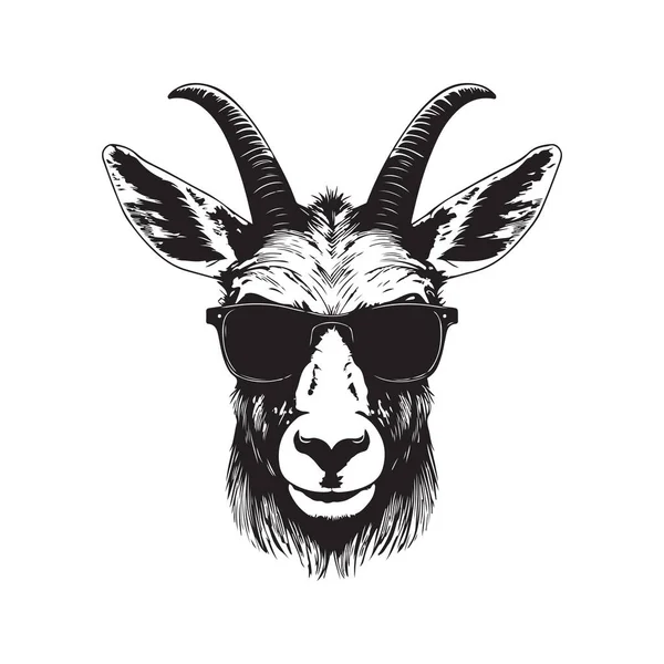 Waterbuck Wearing Sunglasses Vintage Logo Line Art Concept Black White — Stock Vector