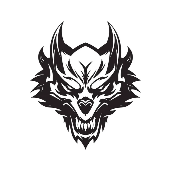 Волчий Талисман Винтажный Логотип Линия Художественной Концепции Черно Белый Цвет — стоковый вектор
