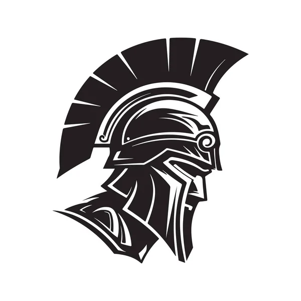 stock vector simple gladiator, vintage logo line art concept black and white color, hand drawn illustration