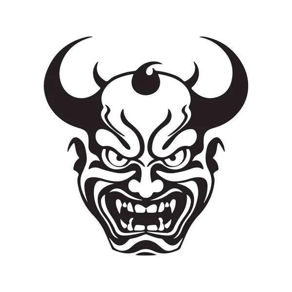 stock vector hannya mask simple, vintage logo line art concept black and white color, hand drawn illustration