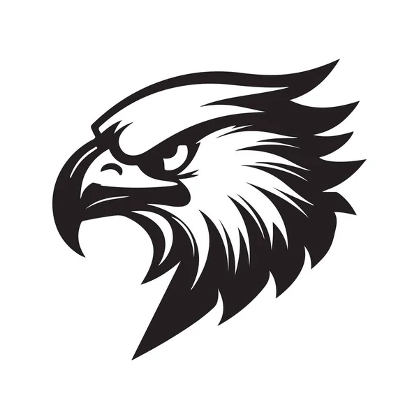 stock vector hawk, vintage logo line art concept black and white color, hand drawn illustration