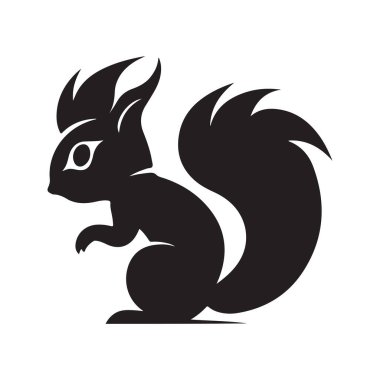 Basit sincap, klasik logo çizgisi sanat konsepti siyah-beyaz renk, el çizimi illüstrasyon