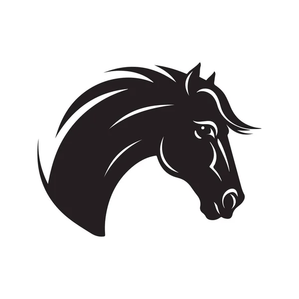 シンプルな馬 ヴィンテージロゴラインアートのコンセプト黒と白 手描きイラスト — ストックベクタ
