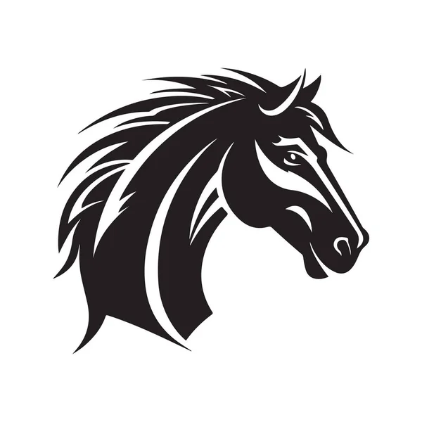 シンプルな馬 ヴィンテージロゴラインアートのコンセプト黒と白 手描きイラスト — ストックベクタ