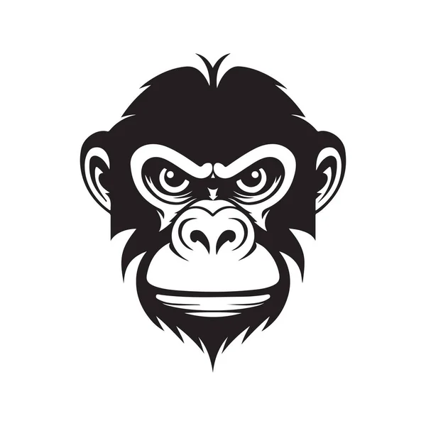 Monkey Face Vintage Logo Line Art Concept Black White Color — Stock Vector