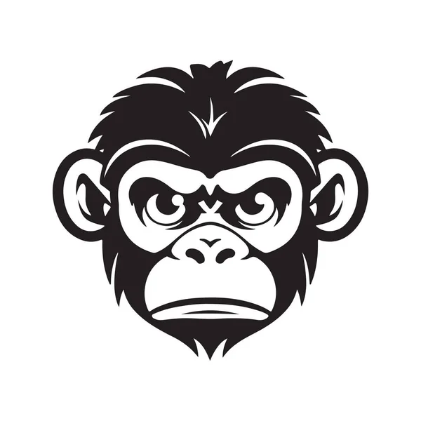 Faccia Scimmia Logo Vintage Linea Art Concept Colore Bianco Nero — Vettoriale Stock