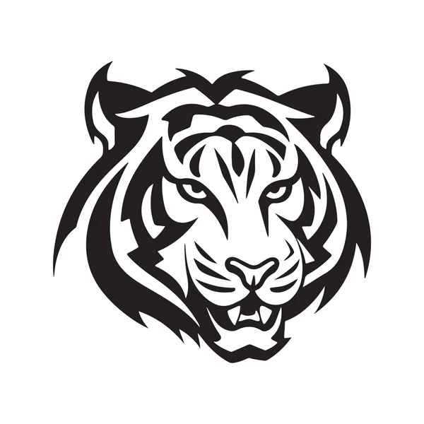 Proste Tygrys Vintage Logo Linii Sztuki Koncepcja Czarno Biały Kolor — Wektor stockowy