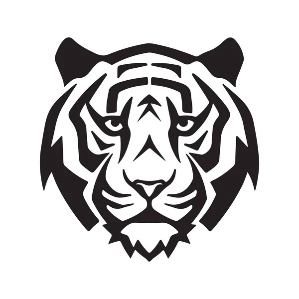 Tête Tigre Vintage Logo Ligne Art Concept Noir Blanc Illustration — Image vectorielle