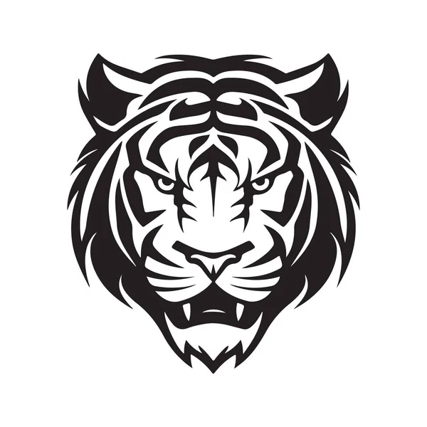 Jednoduchý Tygr Vintage Logo Linie Umění Koncept Černá Bílá Barva — Stockový vektor