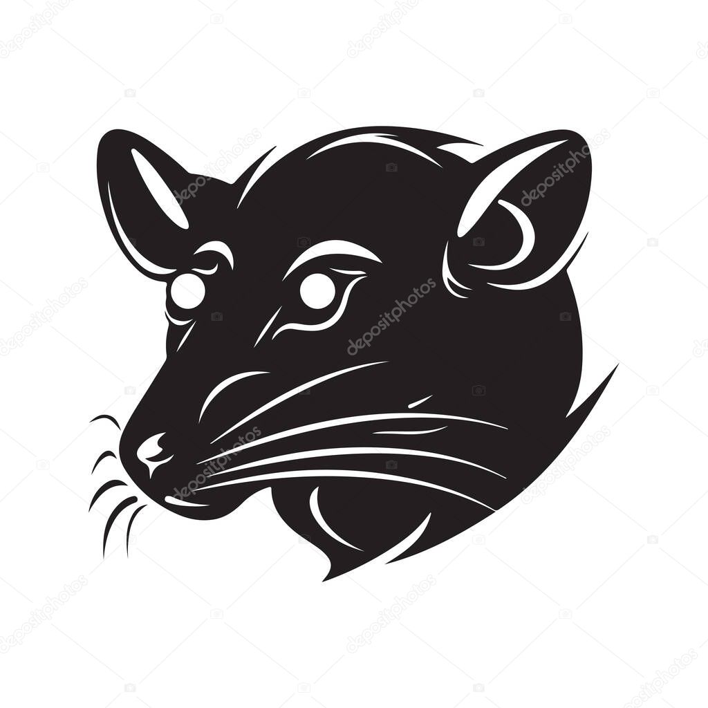 Simple rat, vintage logo line art concept black and white color, hand drawn illustration