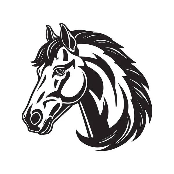 Hengstfohlen Maskottchen Vintage Logo Line Kunstkonzept Schwarz Weiß Farbe Handgezeichnete — Stockvektor