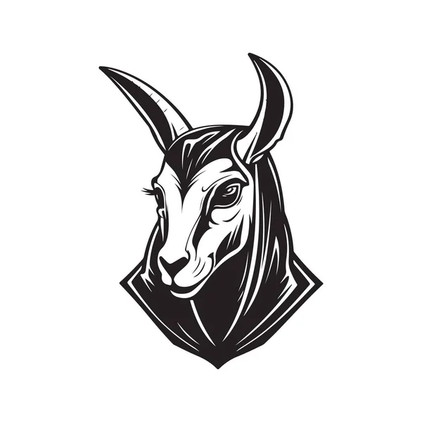 Springbok Capuche Vintage Logo Ligne Art Concept Noir Blanc Couleur — Image vectorielle