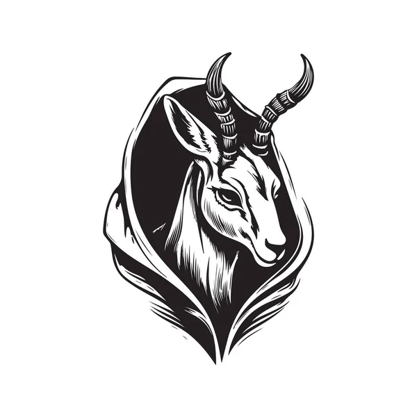 Springbok Capuche Vintage Logo Ligne Art Concept Noir Blanc Couleur — Image vectorielle