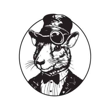 Agouti kumarbazı, klasik logo çizgisi sanat konsepti siyah beyaz renk, el çizimi illüstrasyon