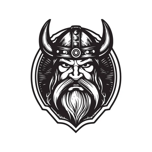 Character Viking Vintage Logo Line Art Concept Black White Color — Stock Vector