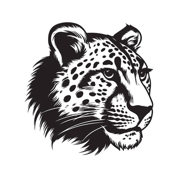 Gepardí Maskot Vintage Logo Linie Umění Koncept Černá Bílá Barva — Stockový vektor